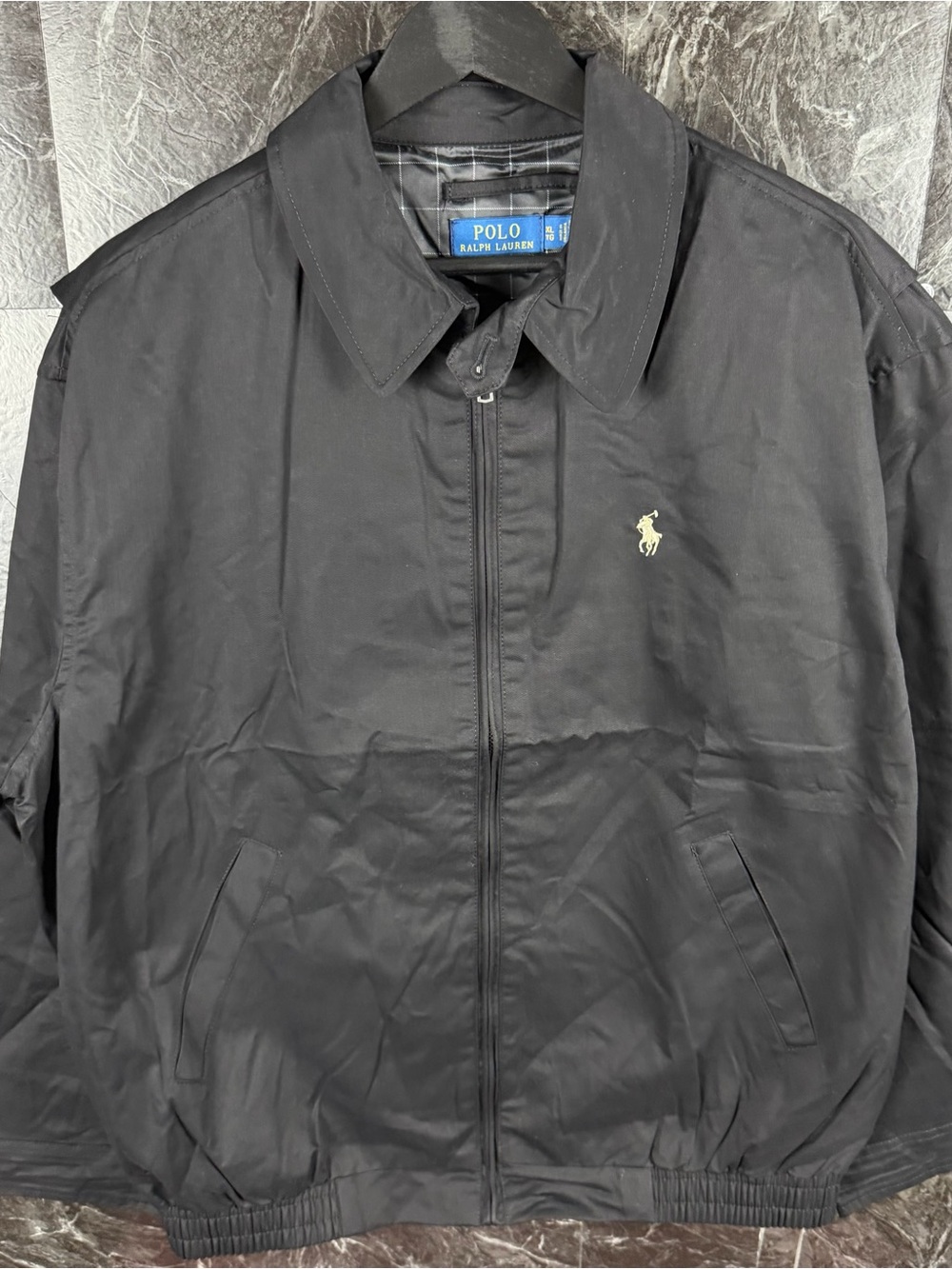 Polo Ralph Lauren Black Plaid Bi Packable Harrington Jacket XL
